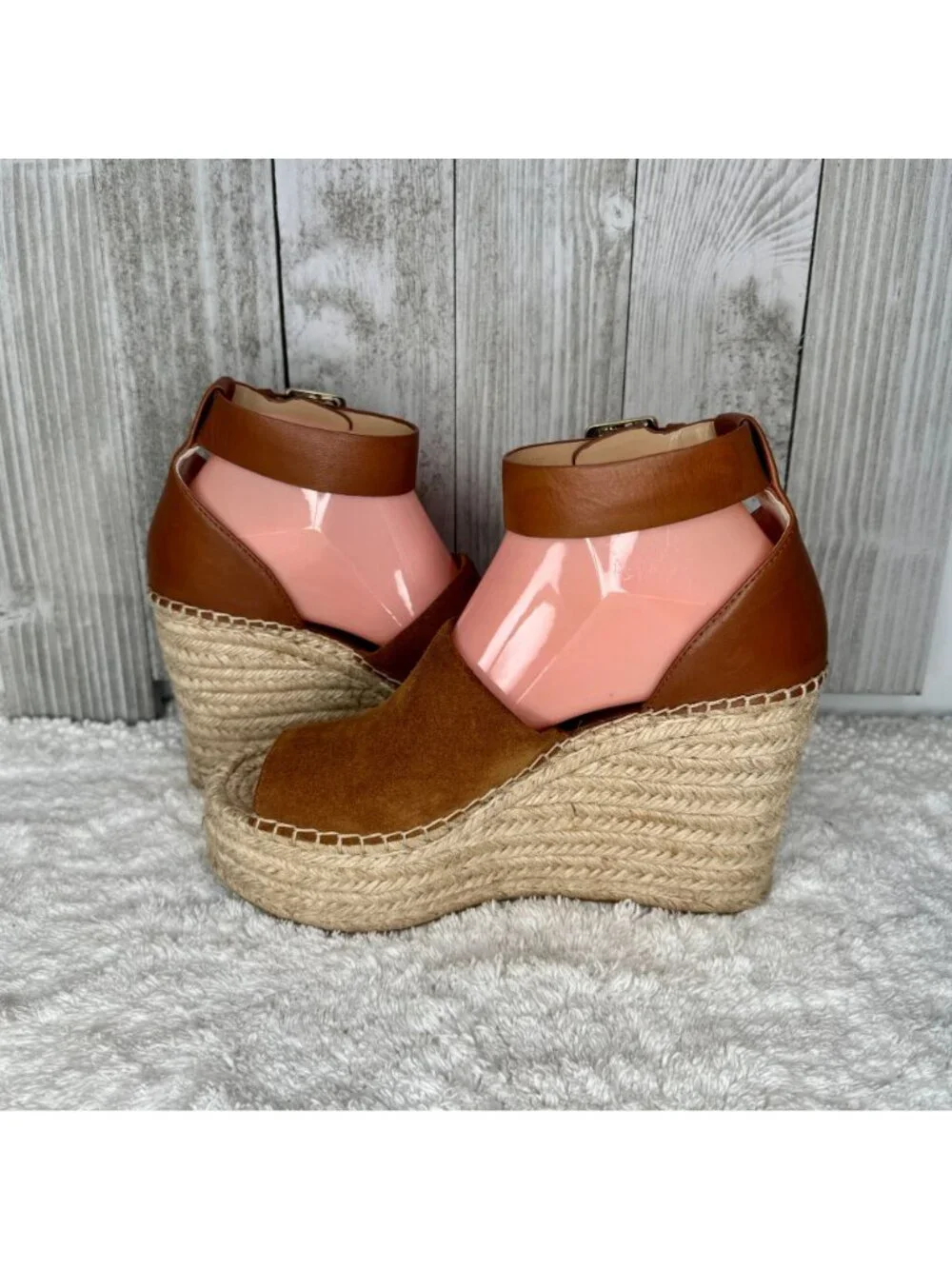 Marc Fisher Suede Platform Espadrille Sandals Size 7.5 M